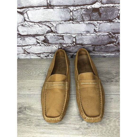 Clarks England Tan Nubuck Leather Slip On Driving Loafers Shoes Men 11M US/44EU - Picture 11 of 16